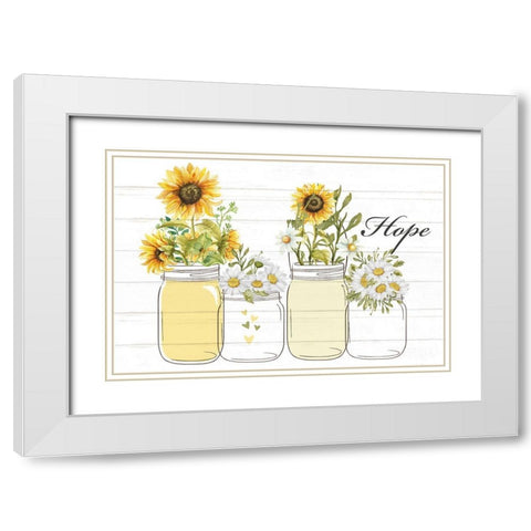 Mason Jar Floral 6 White Modern Wood Framed Art Print with Double Matting by Allen, Kimberly