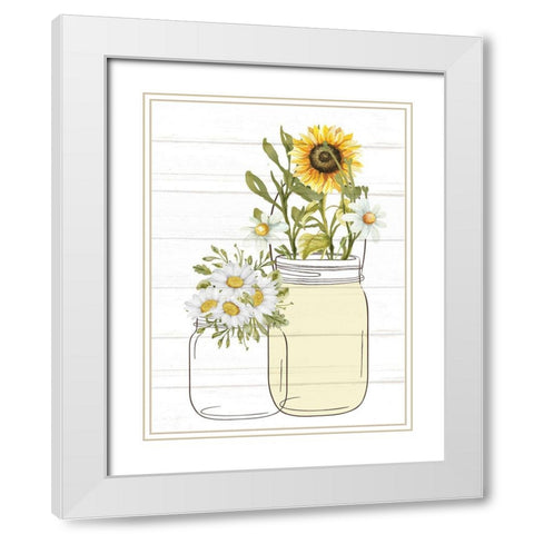Mason Jar Floral 8 White Modern Wood Framed Art Print with Double Matting by Allen, Kimberly