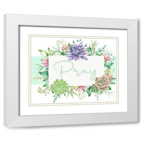 Succulent Sentiment 1 White Modern Wood Framed Art Print with Double Matting by Allen, Kimberly