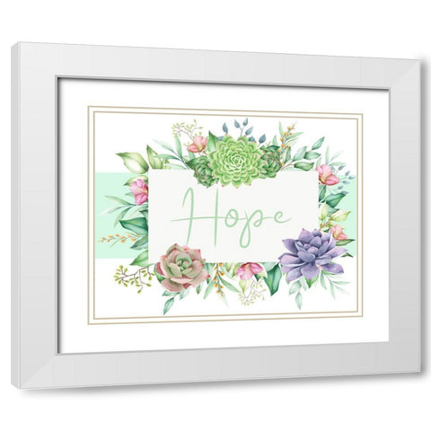Succulent Sentiment 3 White Modern Wood Framed Art Print with Double Matting by Allen, Kimberly