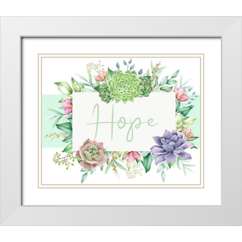 Succulent Sentiment 3 White Modern Wood Framed Art Print with Double Matting by Allen, Kimberly