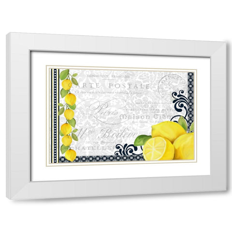 Lemons White Modern Wood Framed Art Print with Double Matting by Allen, Kimberly