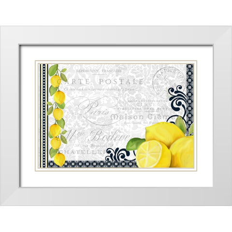 Lemons White Modern Wood Framed Art Print with Double Matting by Allen, Kimberly