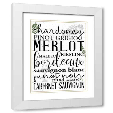Wine Glass Ferns 4 White Modern Wood Framed Art Print with Double Matting by Allen, Kimberly