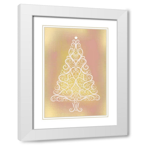 Frosted Christmas Gold White Modern Wood Framed Art Print with Double Matting by Allen, Kimberly