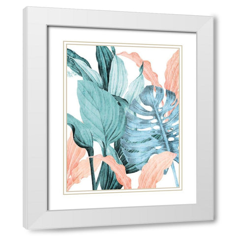 Coral Palms 1 White Modern Wood Framed Art Print with Double Matting by Allen, Kimberly