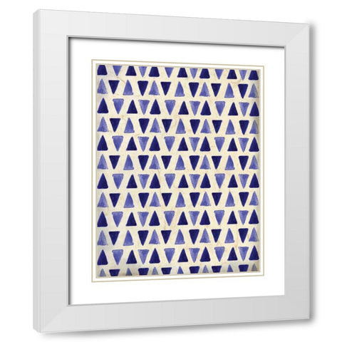 Indigo Triangles White Modern Wood Framed Art Print with Double Matting by Allen, Kimberly