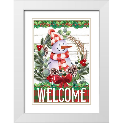 Snowman Christmas White Modern Wood Framed Art Print with Double Matting by Allen, Kimberly