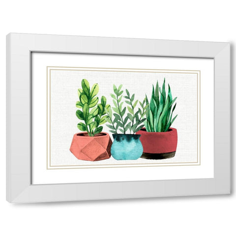 Summer Pots White Modern Wood Framed Art Print with Double Matting by Allen, Kimberly