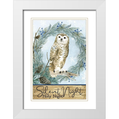 Winter Owl White Modern Wood Framed Art Print with Double Matting by Allen, Kimberly