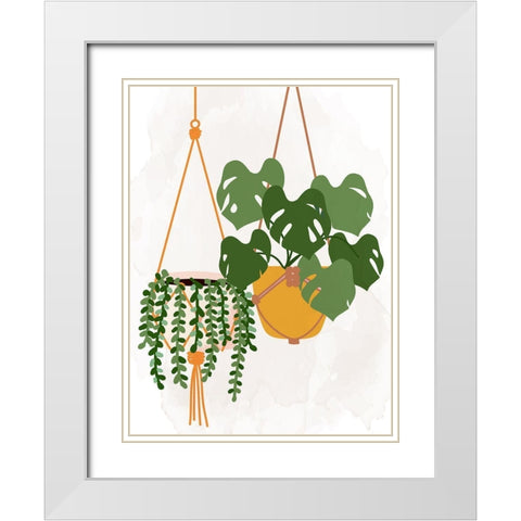 Hanging Plants White Modern Wood Framed Art Print with Double Matting by Allen, Kimberly