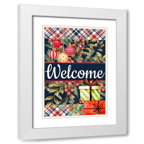 Welcome Ornaments and Presents White Modern Wood Framed Art Print with Double Matting by Allen, Kimberly
