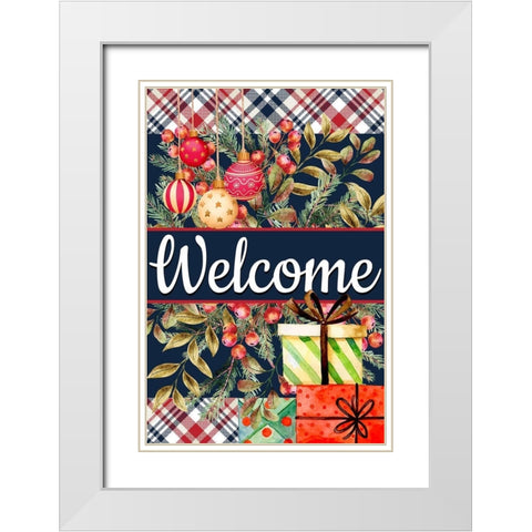 Welcome Ornaments and Presents White Modern Wood Framed Art Print with Double Matting by Allen, Kimberly