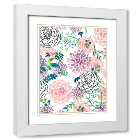 Glee White Modern Wood Framed Art Print with Double Matting by Allen, Kimberly
