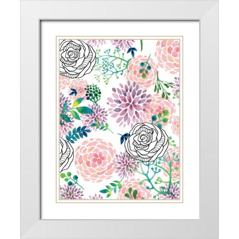 Glee White Modern Wood Framed Art Print with Double Matting by Allen, Kimberly