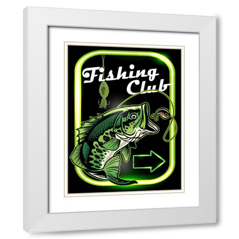 Fishing Club White Modern Wood Framed Art Print with Double Matting by Allen, Kimberly