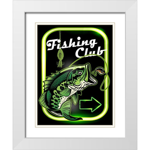 Fishing Club White Modern Wood Framed Art Print with Double Matting by Allen, Kimberly