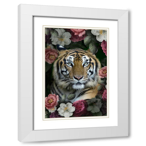 Lush Garden Tiger White Modern Wood Framed Art Print with Double Matting by Allen, Kimberly