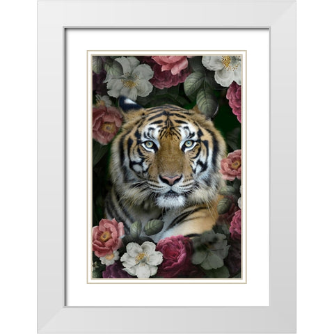 Lush Garden Tiger White Modern Wood Framed Art Print with Double Matting by Allen, Kimberly