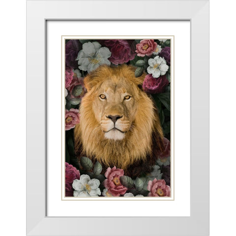 _Lush Garden Lion White Modern Wood Framed Art Print with Double Matting by Allen, Kimberly