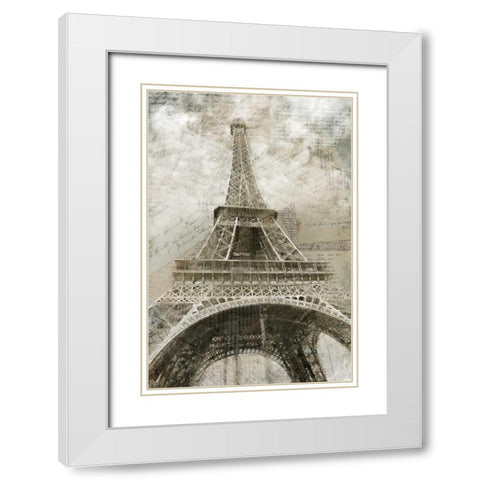 Postcards to Paris White Modern Wood Framed Art Print with Double Matting by Allen, Kimberly