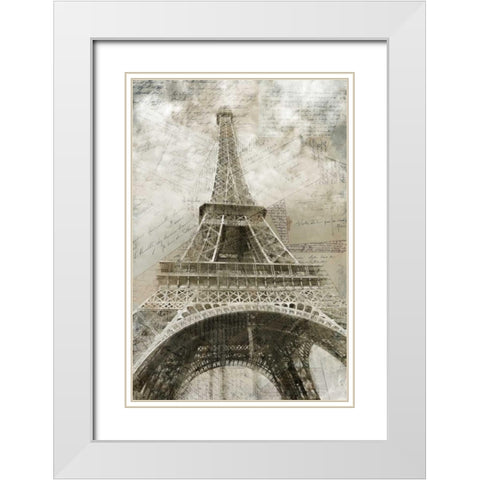 Postcards to Paris White Modern Wood Framed Art Print with Double Matting by Allen, Kimberly