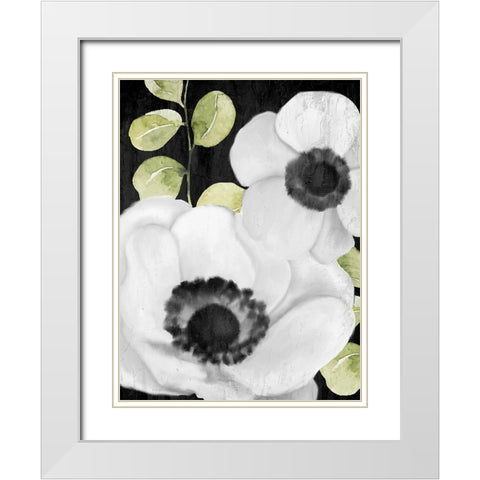 Anemone On Black 1 White Modern Wood Framed Art Print with Double Matting by Allen, Kimberly