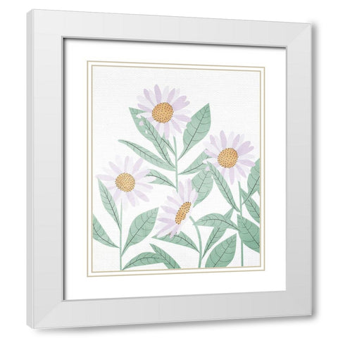 Daisies Floral White Modern Wood Framed Art Print with Double Matting by Allen, Kimberly