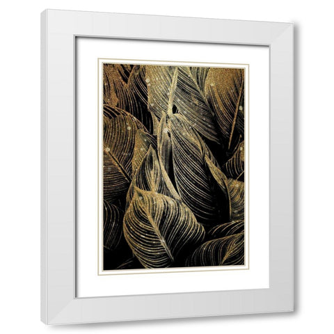 Midnight Palm Gold 1 White Modern Wood Framed Art Print with Double Matting by Allen, Kimberly