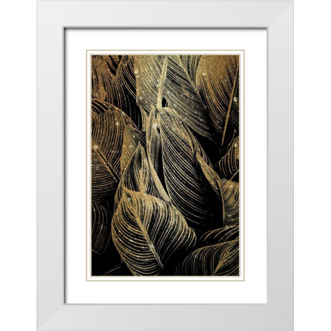 Midnight Palm Gold 1 White Modern Wood Framed Art Print with Double Matting by Allen, Kimberly