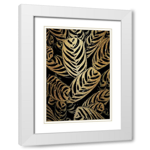 Midnight Palm Gold 2 White Modern Wood Framed Art Print with Double Matting by Allen, Kimberly
