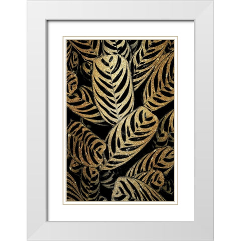 Midnight Palm Gold 2 White Modern Wood Framed Art Print with Double Matting by Allen, Kimberly