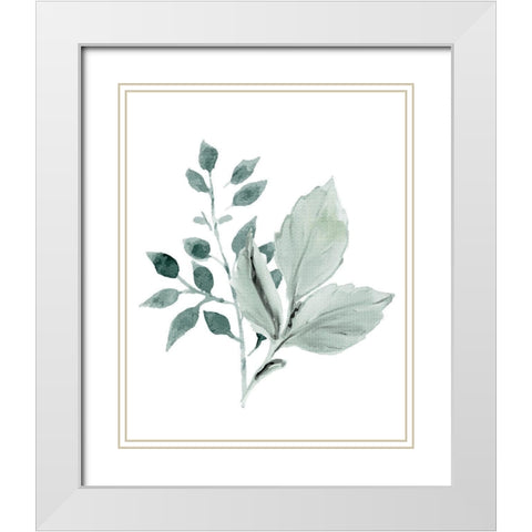 Foliage Greens 1 White Modern Wood Framed Art Print with Double Matting by Allen, Kimberly