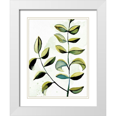 Greenery 1 White Modern Wood Framed Art Print with Double Matting by Allen, Kimberly