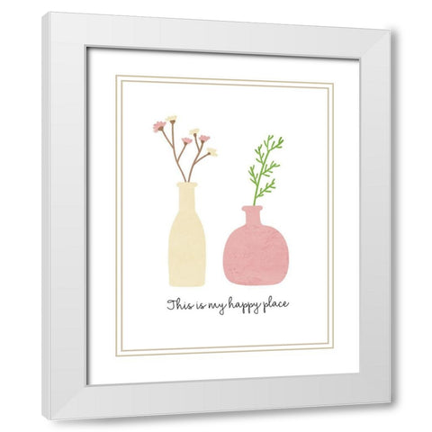 Happy Place White Modern Wood Framed Art Print with Double Matting by Allen, Kimberly