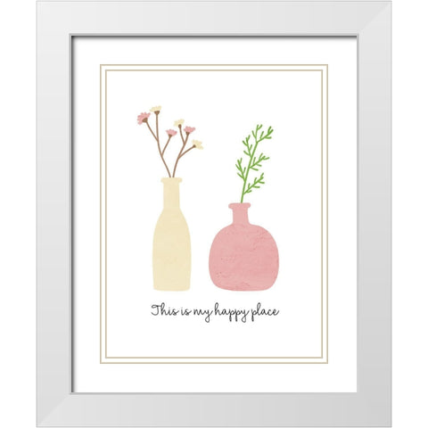 Happy Place White Modern Wood Framed Art Print with Double Matting by Allen, Kimberly