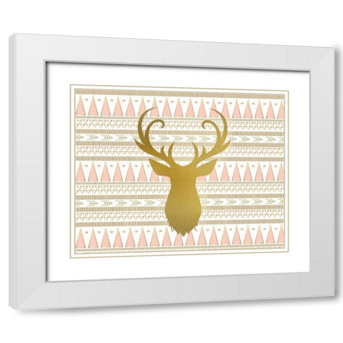 Oh Deer B White Modern Wood Framed Art Print with Double Matting by Allen, Kimberly
