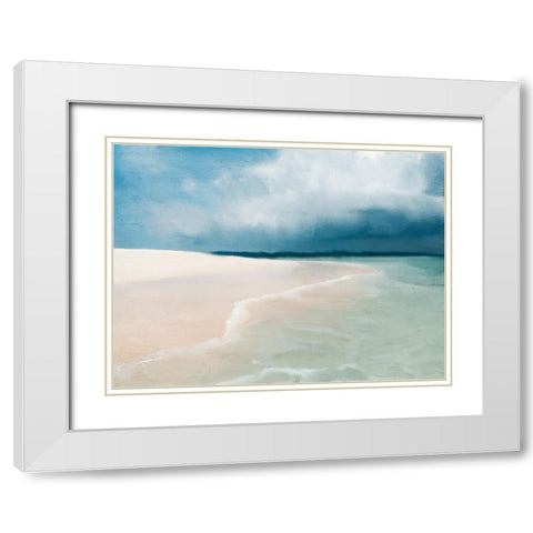 Blue Beach White Modern Wood Framed Art Print with Double Matting by Allen, Kimberly