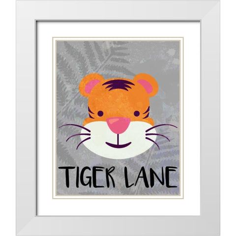 Tiger Lane White Modern Wood Framed Art Print with Double Matting by Allen, Kimberly