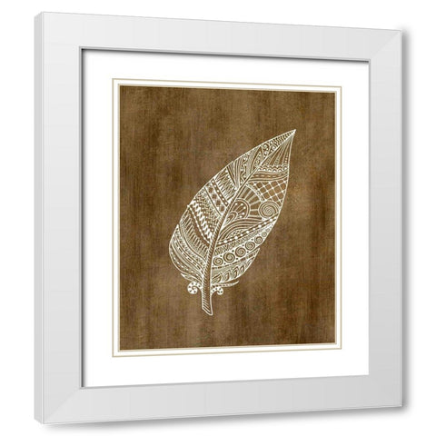 Ethnic Feather 1 White Modern Wood Framed Art Print with Double Matting by Kimberly, Allen