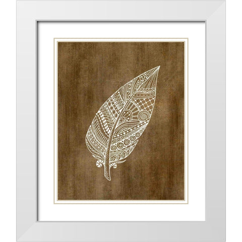 Ethnic Feather 1 White Modern Wood Framed Art Print with Double Matting by Kimberly, Allen