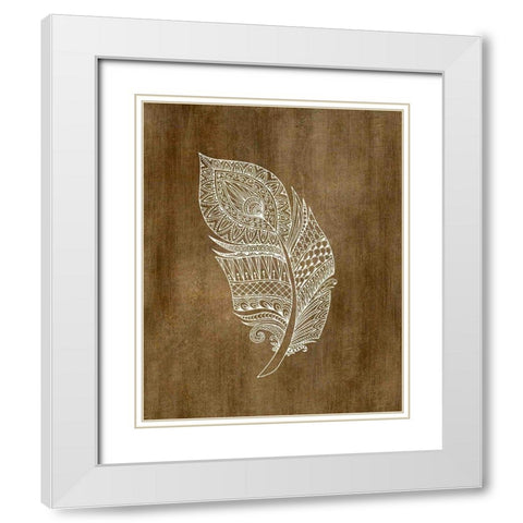 Ethnic Feather 3 White Modern Wood Framed Art Print with Double Matting by Kimberly, Allen