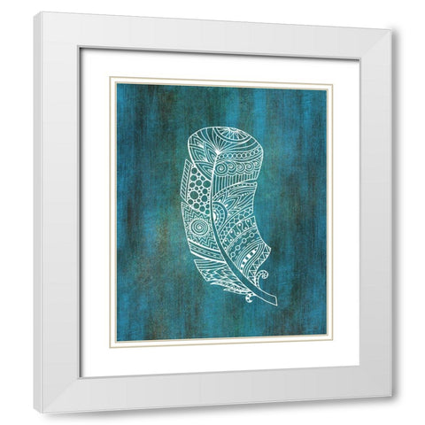 Ethnic Feather 2 White Modern Wood Framed Art Print with Double Matting by Kimberly, Allen