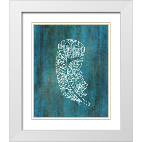 Ethnic Feather 2 White Modern Wood Framed Art Print with Double Matting by Kimberly, Allen