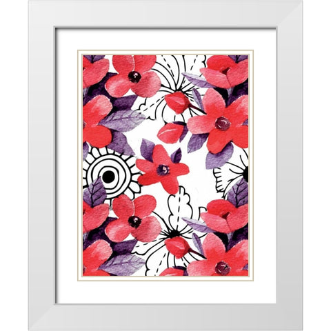Love Floral White Modern Wood Framed Art Print with Double Matting by Allen, Kimberly