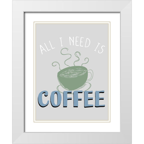 Coffee Coffee 1 White Modern Wood Framed Art Print with Double Matting by Allen, Kimberly
