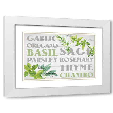 Layers Of Black And White Herbs White Modern Wood Framed Art Print with Double Matting by Allen, Kimberly