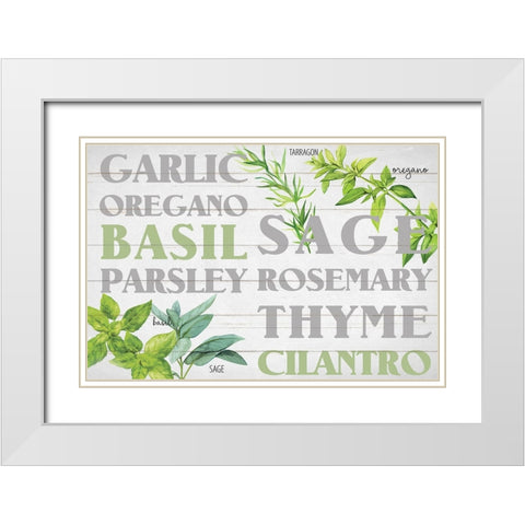 Layers Of Black And White Herbs White Modern Wood Framed Art Print with Double Matting by Allen, Kimberly