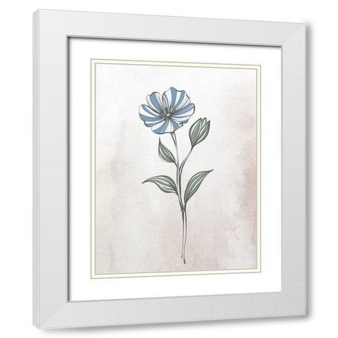 Stone Floral Blues 2 White Modern Wood Framed Art Print with Double Matting by Allen, Kimberly