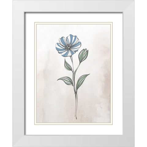 Stone Floral Blues 2 White Modern Wood Framed Art Print with Double Matting by Allen, Kimberly
